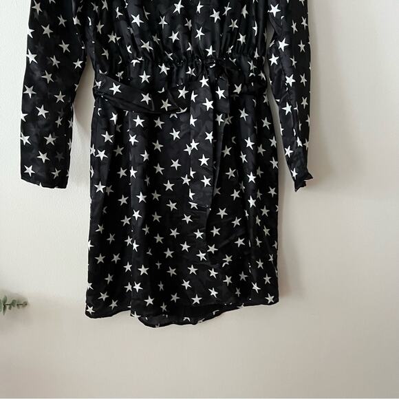 The Kooples Star Boulevard Lace Trim Black Satin Mini Dress - Picture 4 of 10